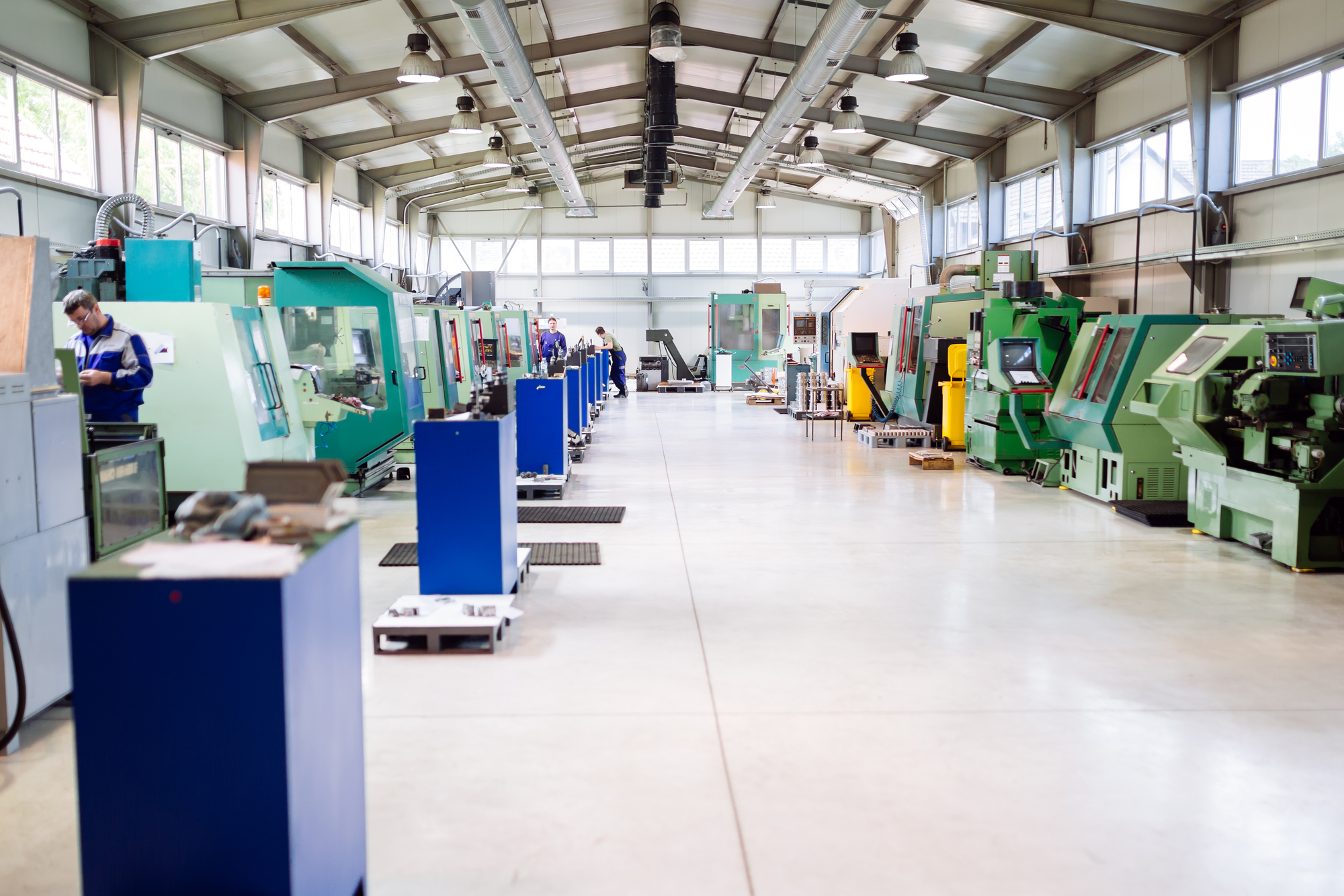 Industrial factory with cnc machines
